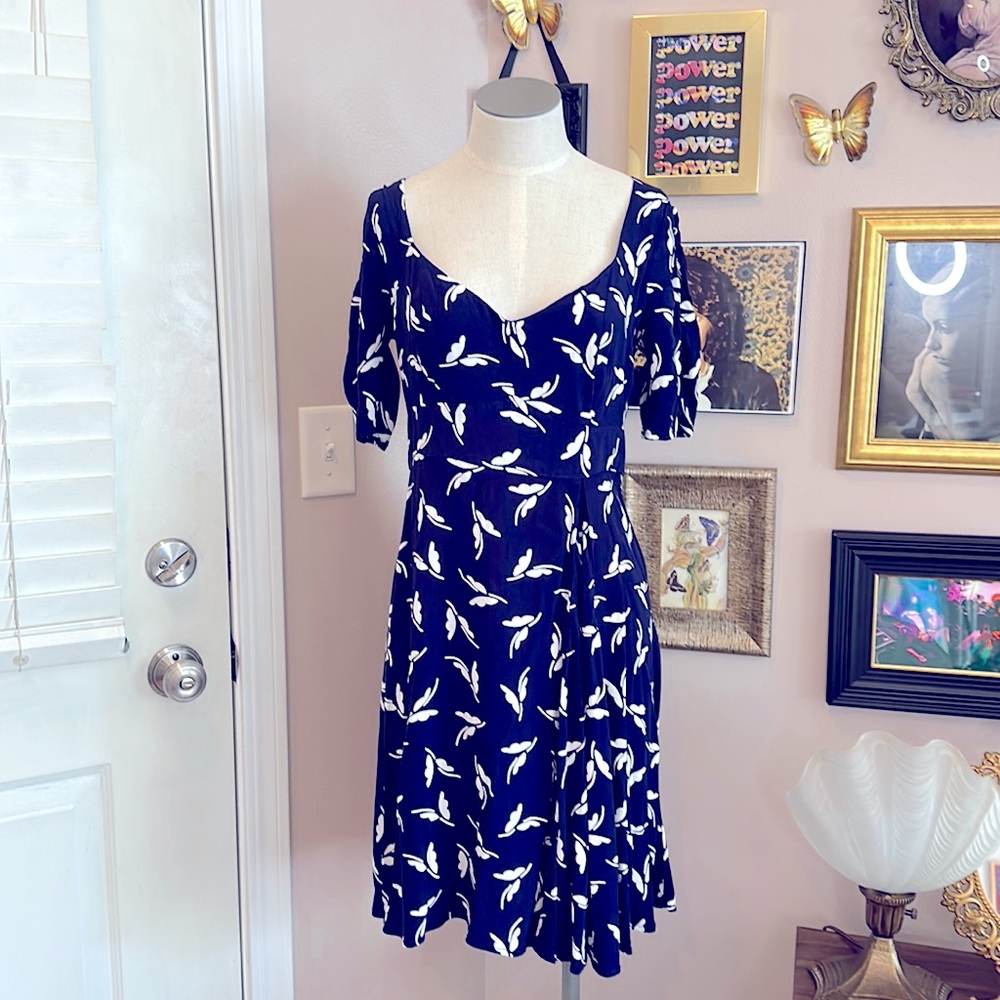 Anthropologie Maeve Fern Ruched Butterfly Dress